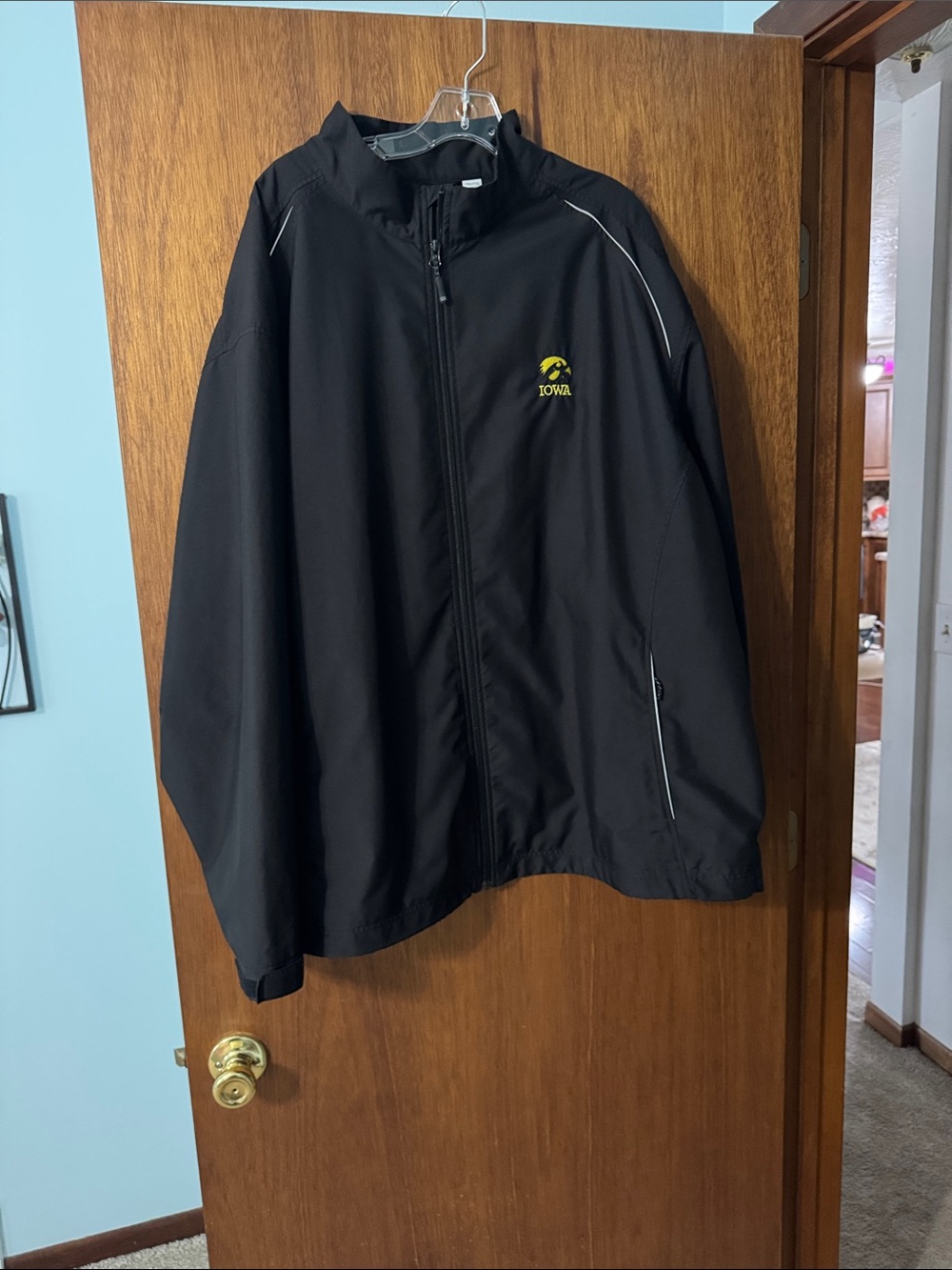 Cutter & Buck Black Full-Zip Windbreaker with Yellow Iowa Logo